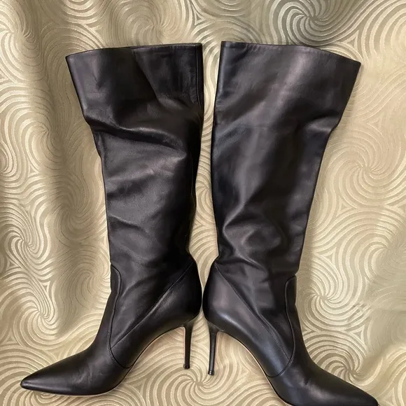 Gianvito Rossi Hansen Black Leather Pointed Toe Heel Pull On Boots Size 38