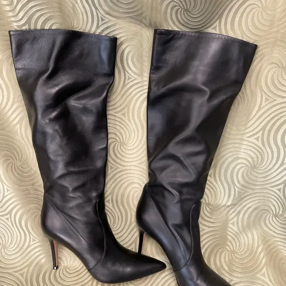 Gianvito Rossi Hansen Black Leather Pointed Toe Heel Pull On Boots Size 38