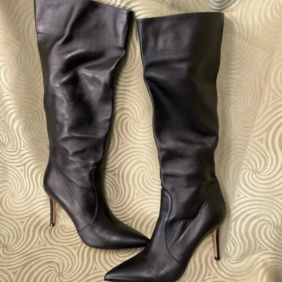 Gianvito Rossi Hansen Black Leather Pointed Toe Heel Pull On Boots Size 38