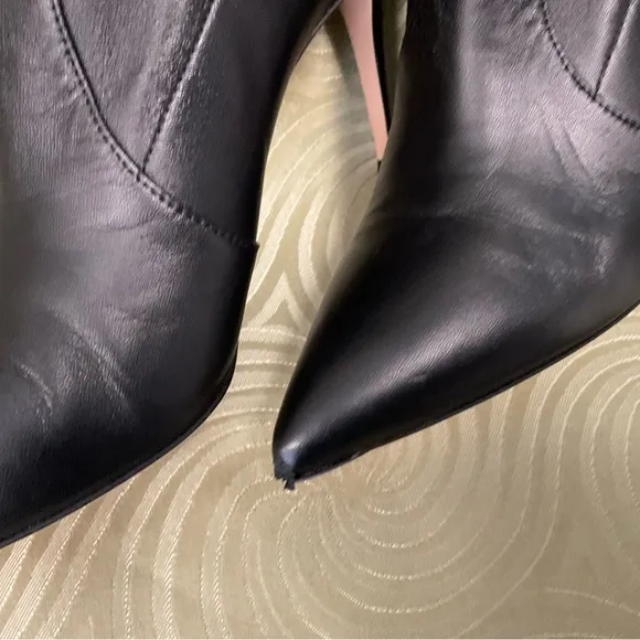Gianvito Rossi Hansen Black Leather Pointed Toe Heel Pull On Boots Size 38
