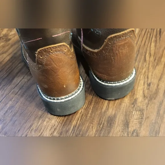 Girl's Justin Light Up Boots Brown Western Boots With Rounded Toe Size 13