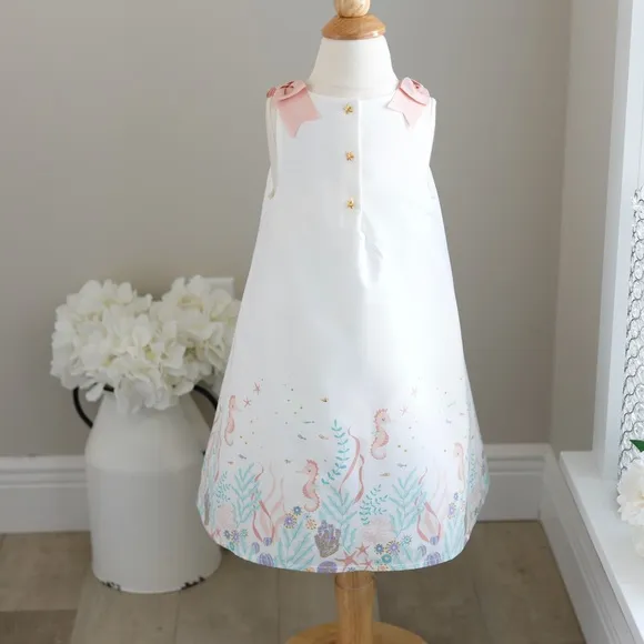 Girl's White Sundress Beach Vacation Party Designer Couture NWT