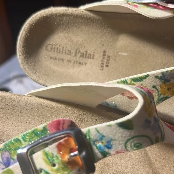 Giulia Palai leather floral sandals, MADE IN ITALY ,