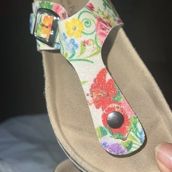 Giulia Palai leather floral sandals, MADE IN ITALY ,