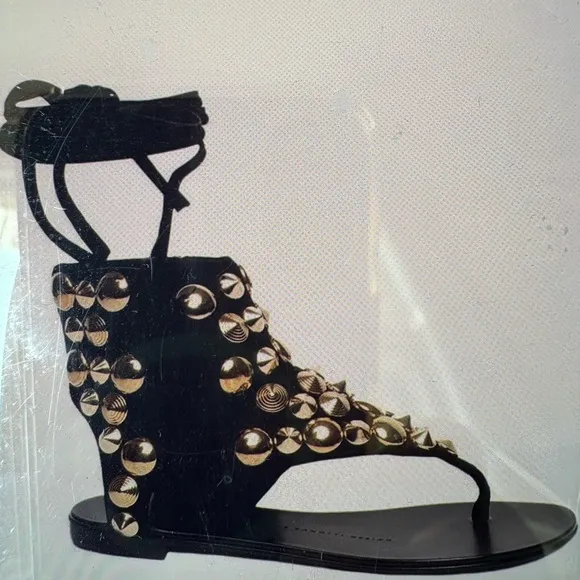 Giuseppe Zanotti Women's Black Studded Sandals 37
