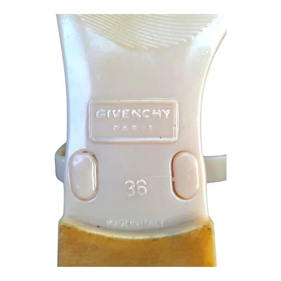 GIVENCHY | Beige Rubber Studded T-Strap Sandals in Size EU 36