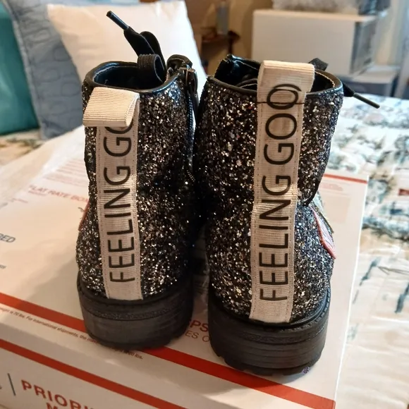 🧭GLITTER ankle boots excellent condition 3