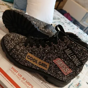 🧭GLITTER ankle boots excellent condition 3