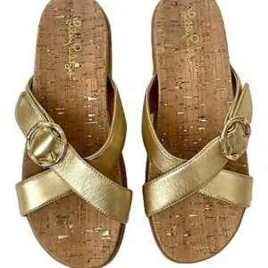 Gold Cork Lilly Pulitzer slide sandals size 8