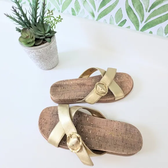 Gold Cork Lilly Pulitzer slide sandals size 8