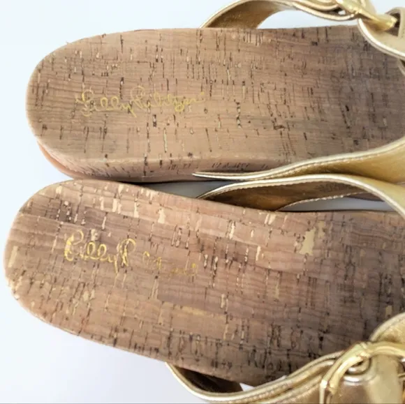 Gold Cork Lilly Pulitzer slide sandals size 8
