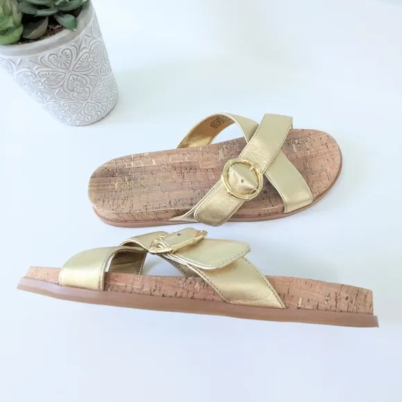 Gold Cork Lilly Pulitzer slide sandals size 8