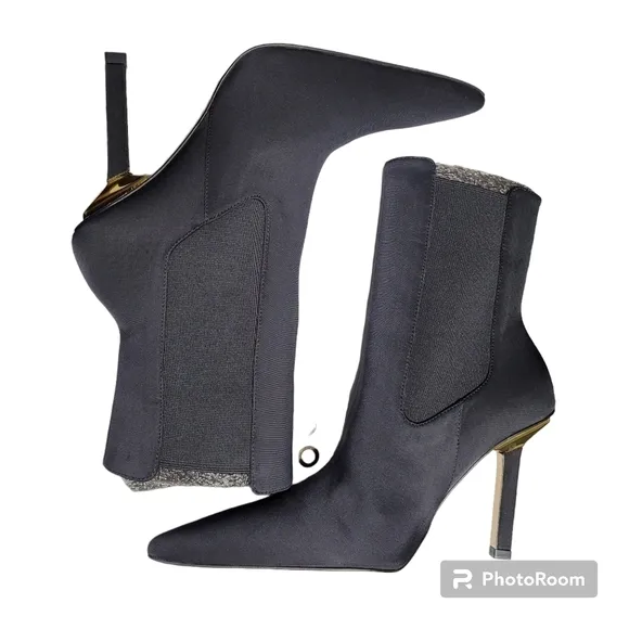 Good American Black Neoprene Pointed Toe Boots