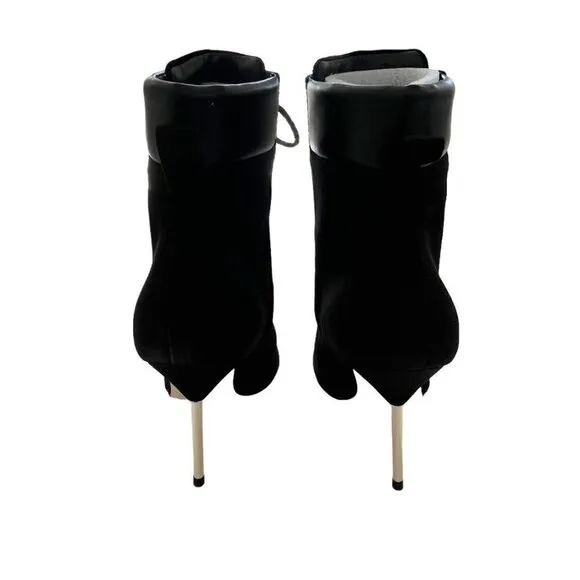 Good American Boots Women's Sz 6.5 Black Suede Pointed Toe Scandal Booties NIB