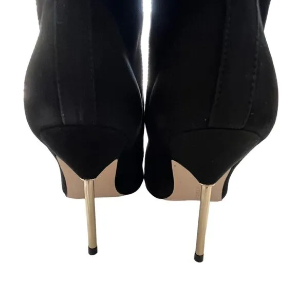 Good American Boots Women's Sz 6.5 Black Suede Pointed Toe Scandal Booties NIB