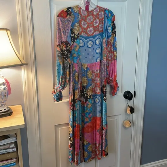 Gorgeous GIRLY! Boho feminine Patchwork SPELL floral flowy dress XS 💋