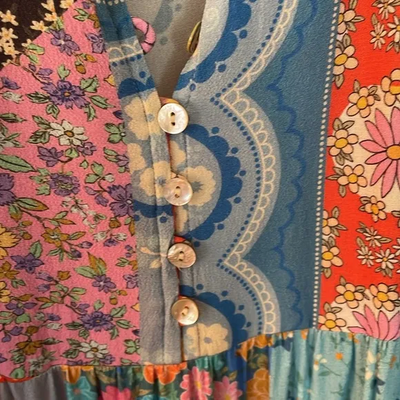 Gorgeous GIRLY! Boho feminine Patchwork SPELL floral flowy dress XS 💋