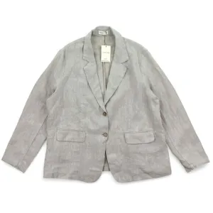 Grae Cove Boyfriend Linen Flax Blazer sz XXL Natural Beige Lagenlook Pockets NEW