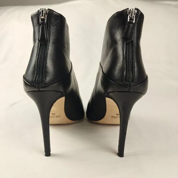 Grigiarancio V-Cut Pointed Toe Heeled Ankle Leather Boots Size 39 Glam Old Money