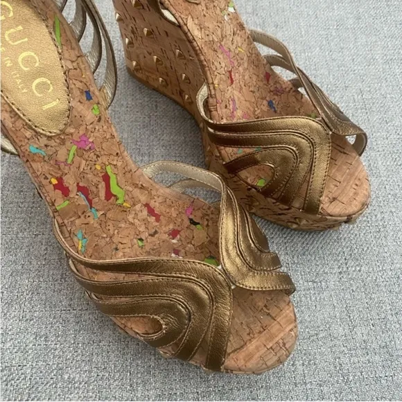 Gucci Cork Studded Wedged Women’s Sandals✨