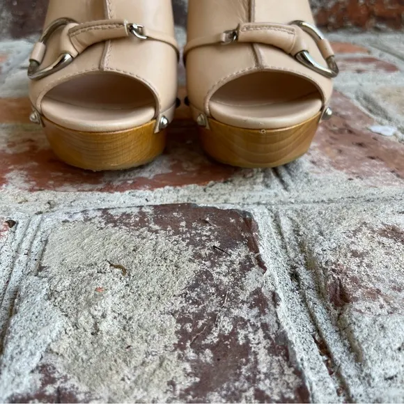Gucci Hasler Horsebit Accent Leather Slide Heels 37