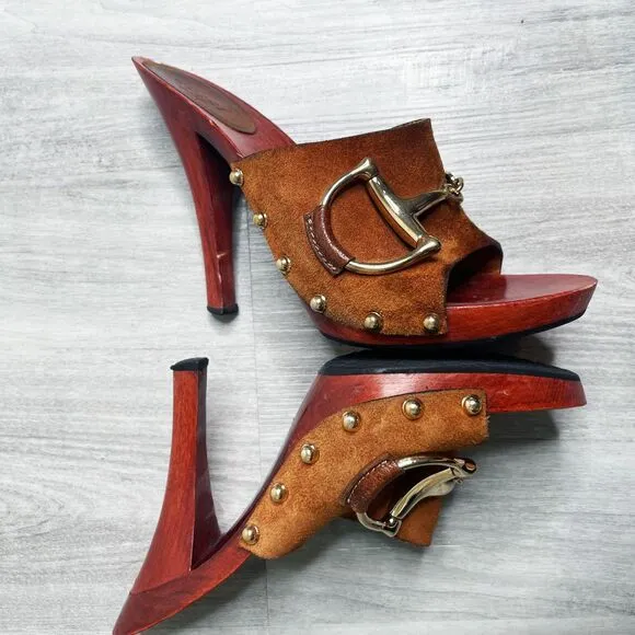 Gucci Horsebit Studded Clog Sandals