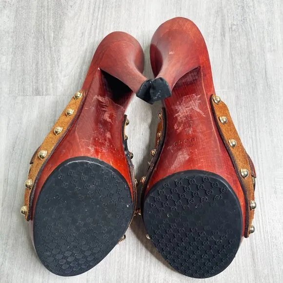 Gucci Horsebit Studded Clog Sandals