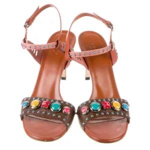 Gucci Leather Colorblock Pattern Sandals