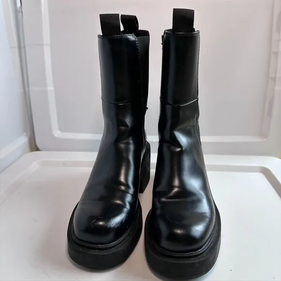 H&amp;M Chunky Chelsea Boots Tall Black US 8 EU 39 Moto Urban Minimalist Rock Street