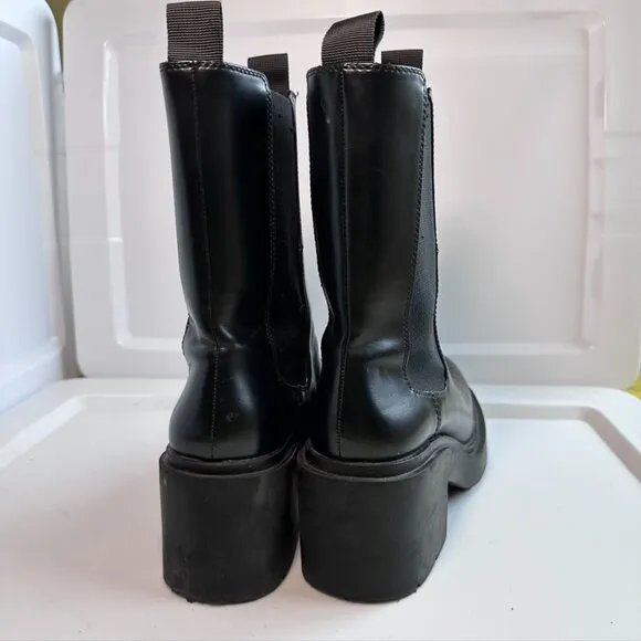 H&amp;M Chunky Chelsea Boots Tall Black US 8 EU 39 Moto Urban Minimalist Rock Street