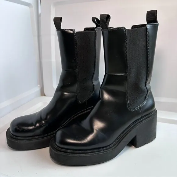 H&amp;M Chunky Chelsea Boots Tall Black US 8 EU 39 Moto Urban Minimalist Rock Street