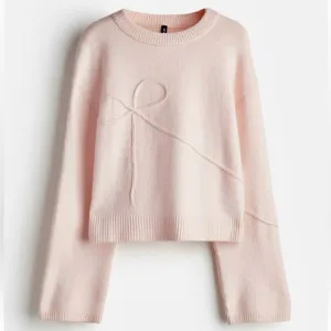 H&amp;M NWT spring light powder pink knit sweater with bow detail