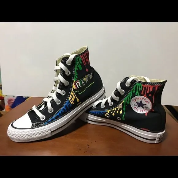 🔹Hand Painted RENT Converse Women’s Size 5
