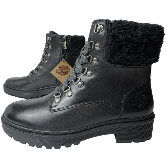 Harley Davidson Womens 11 Black Anderdon Motorcycle Boot Leather Moto Biker