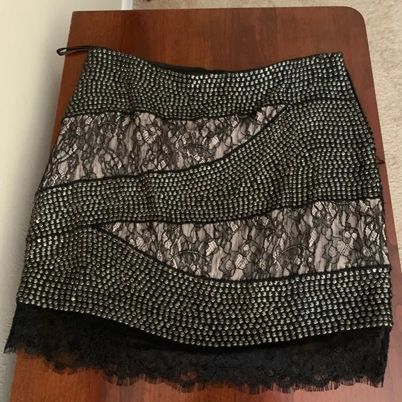Haute Hippie Silk Lace and studded  Mini Skirt NWOT  Med