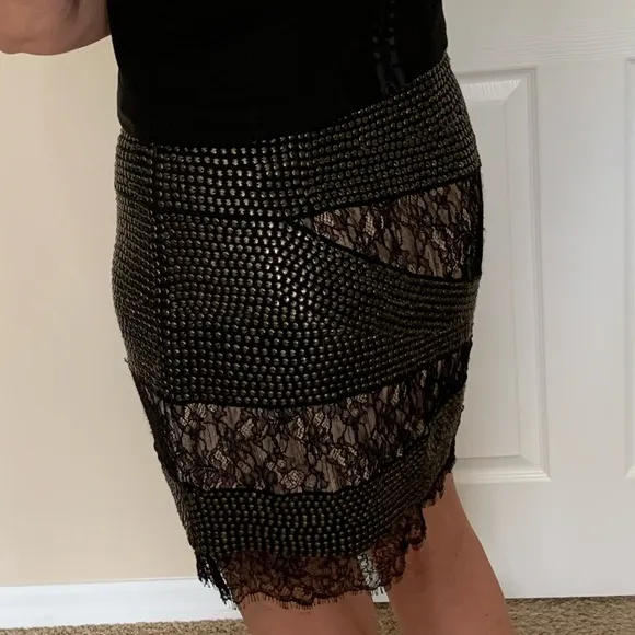 Haute Hippie Silk Lace and studded  Mini Skirt NWOT  Med