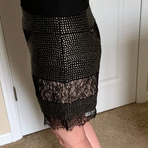 Haute Hippie Silk Lace and studded  Mini Skirt NWOT  Med