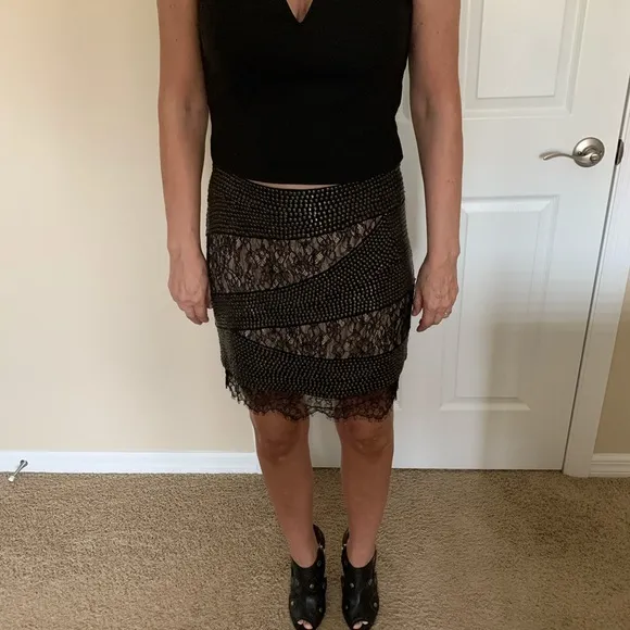 Haute Hippie Silk Lace and studded  Mini Skirt NWOT  Med