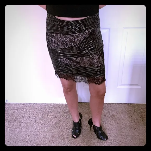 Haute Hippie Silk Lace and studded  Mini Skirt NWOT  Med