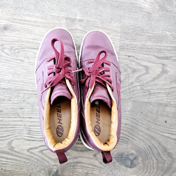 Heelys Burgundy Leather Sneakers With Wheels Sz 6