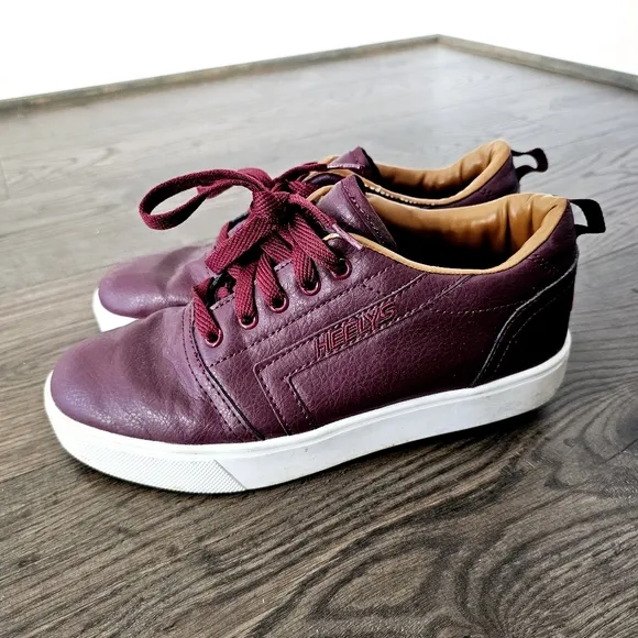 Heelys Burgundy Leather Sneakers With Wheels Sz 6