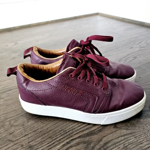 Heelys Burgundy Leather Sneakers With Wheels Sz 6