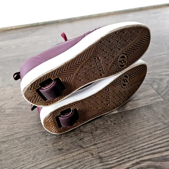 Heelys Burgundy Leather Sneakers With Wheels Sz 6
