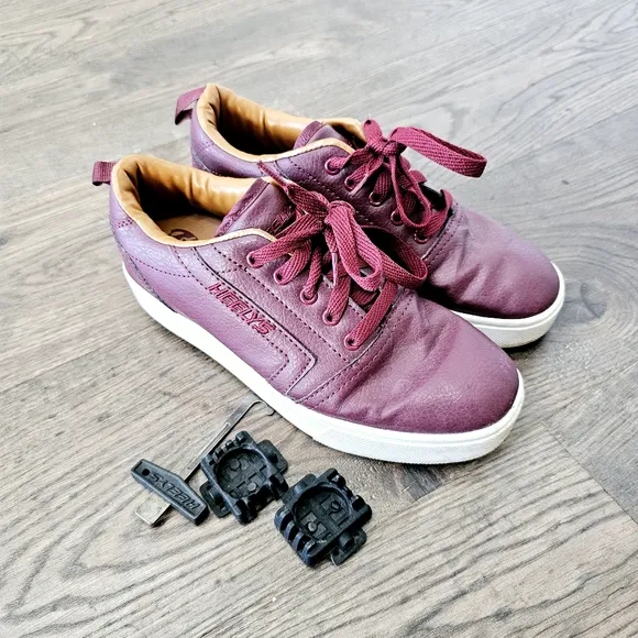 Heelys Burgundy Leather Sneakers With Wheels Sz 6