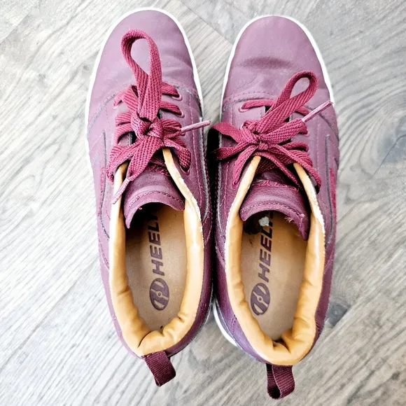 Heelys Burgundy Leather Sneakers With Wheels Sz 6