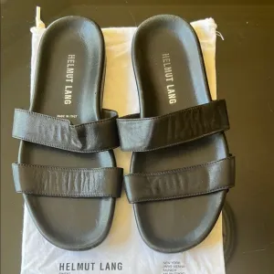 Helmut Lang Men’s /Unisex Black Leather Slide Sandals UK 6/71/2 -8