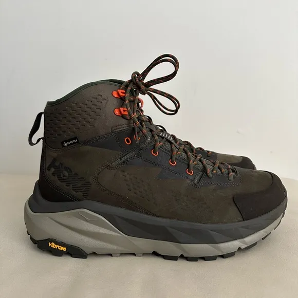Hoka One One Sky Kaha GTX Boot Black Olive Green Orange Waterproof Men’s Size 11