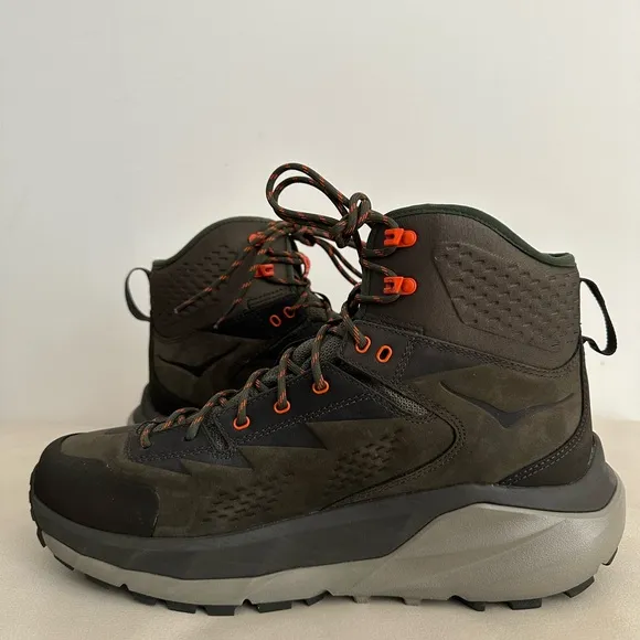 Hoka One One Sky Kaha GTX Boot Black Olive Green Orange Waterproof Men’s Size 11