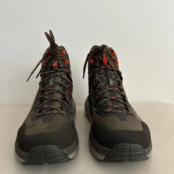 Hoka One One Sky Kaha GTX Boot Black Olive Green Orange Waterproof Men’s Size 11