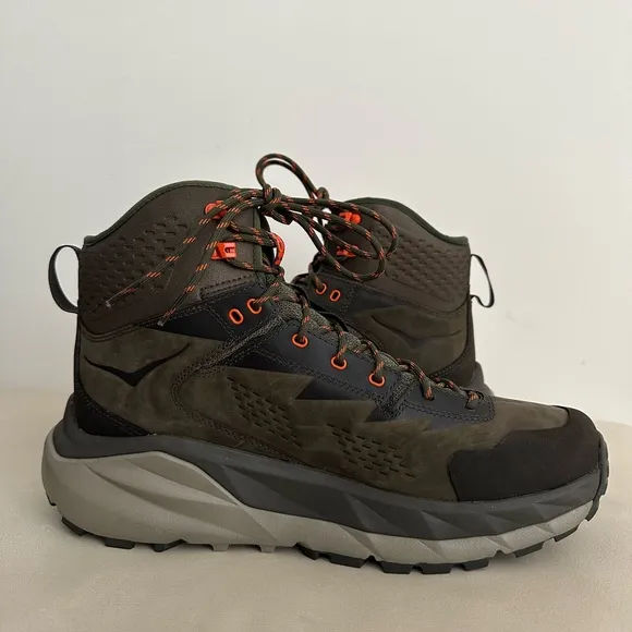 Hoka One One Sky Kaha GTX Boot Black Olive Green Orange Waterproof Men’s Size 11
